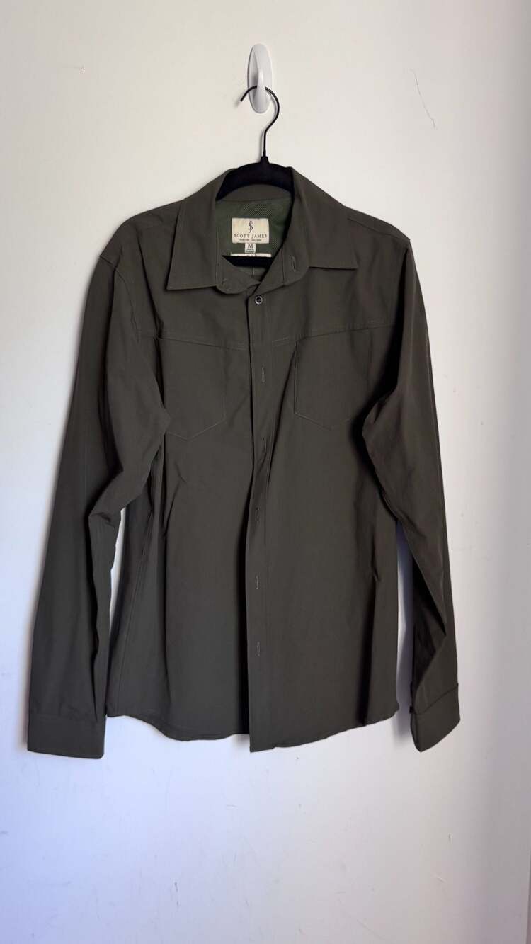 Scott James Army Green Long Sleeve Stretch Utility Shirt New With Tags Sz M